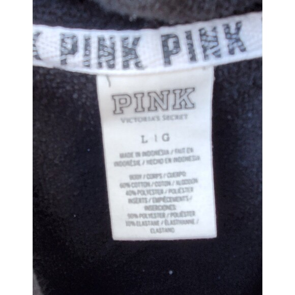 Victoria's Secret Pink Sequins Bling Full Zip Hoodie Black Red White Size Large - Picture 5 of 5